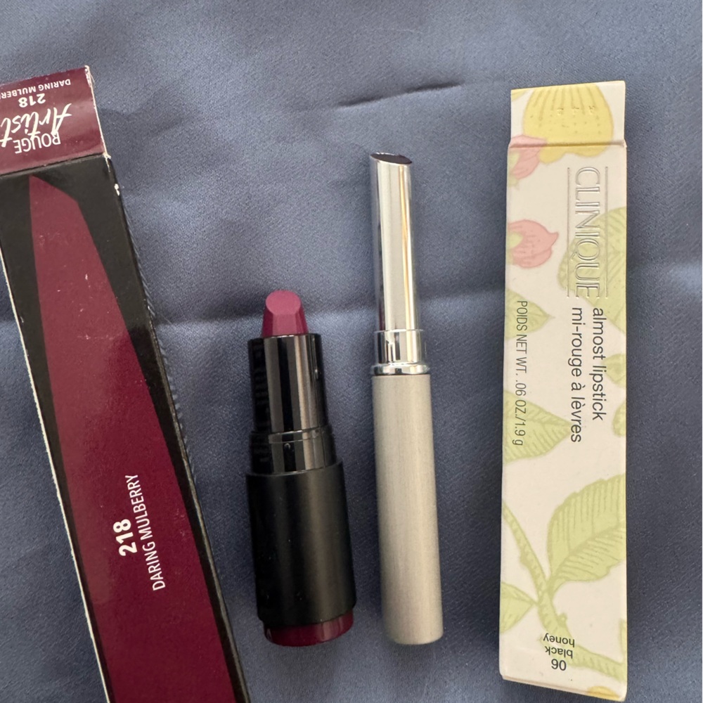 Clinique Almost Lipstick-Black Honey& Makeup Forever RougeArtist-DarlingMulberry